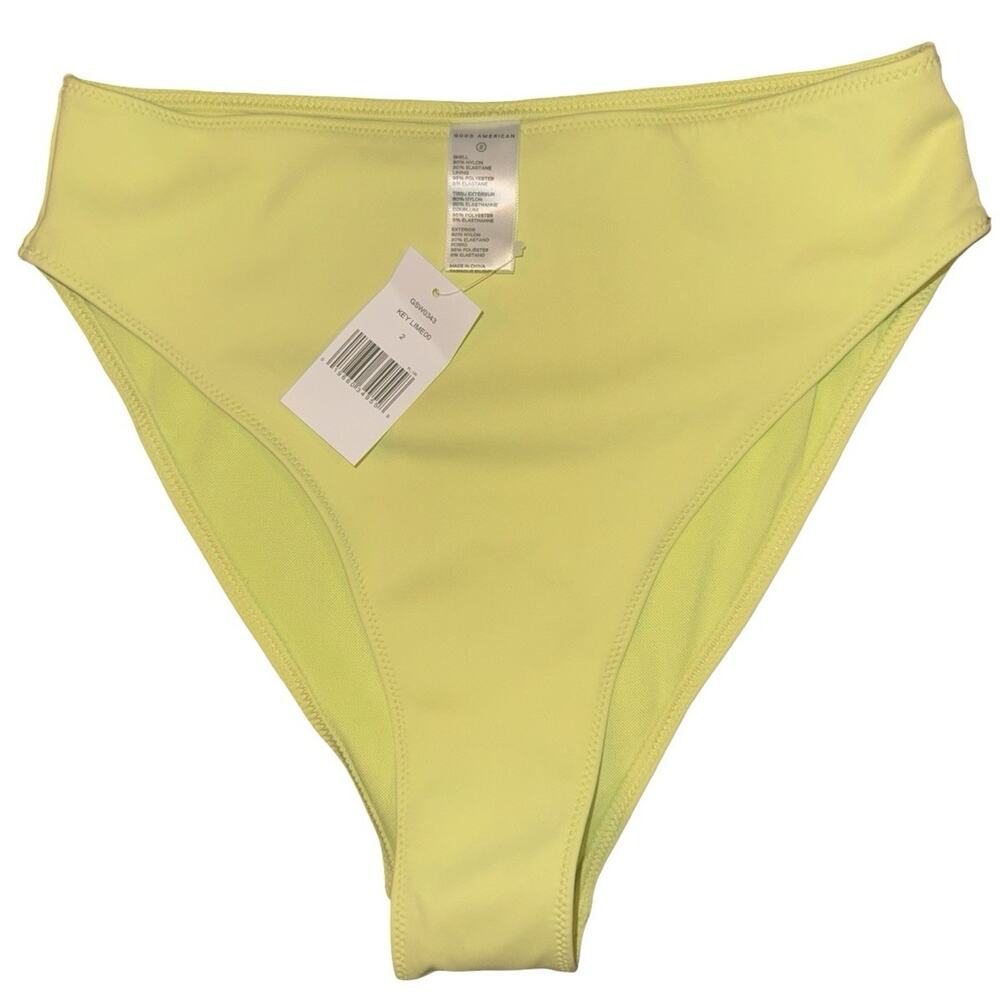 Good American Bikini Bottom Size 2 Key Lime High Leg Swim Bottom NWT
